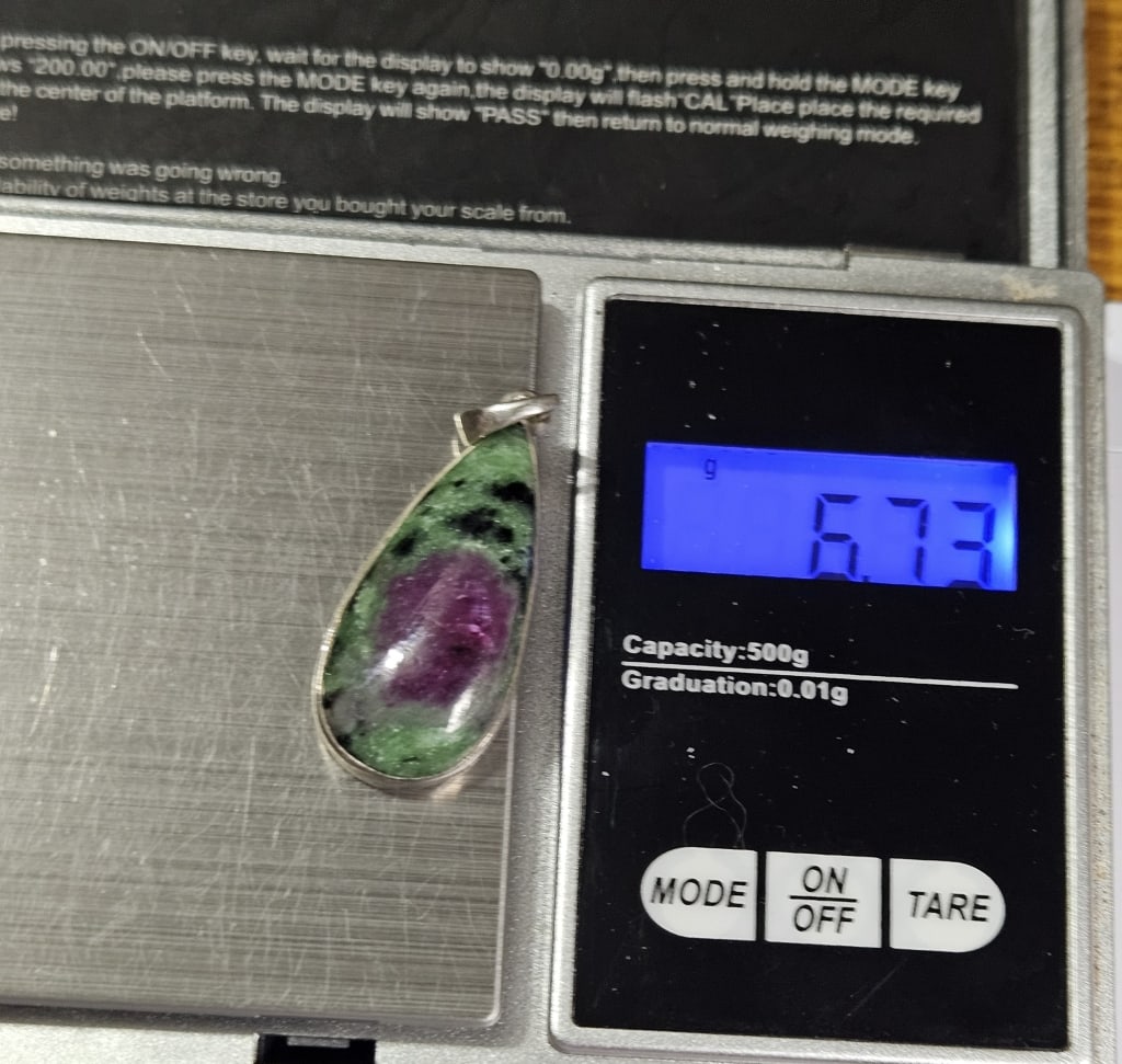 Large Sterling Ruby & Zoisite Pendant - 4