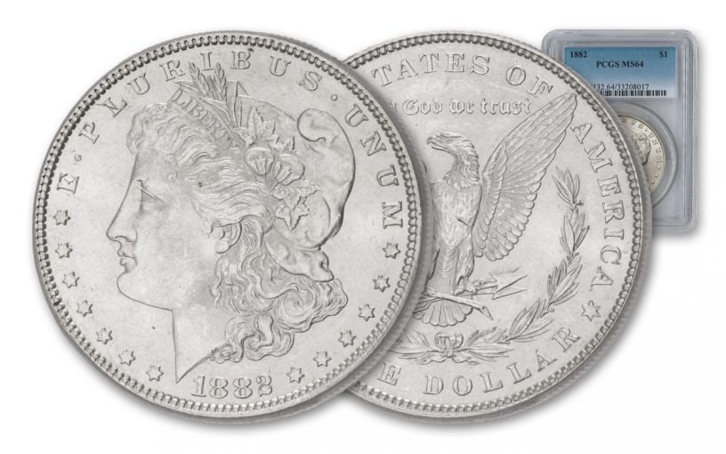1882 P MS 64 PCGS Morgan Silver Dollar: Items are as shown in image - grade and date are exact- Due to the fact that we have multiples of these items -Winning bidder may not receive exact serial numbers shown inimage.Pleasereviewtheentirete