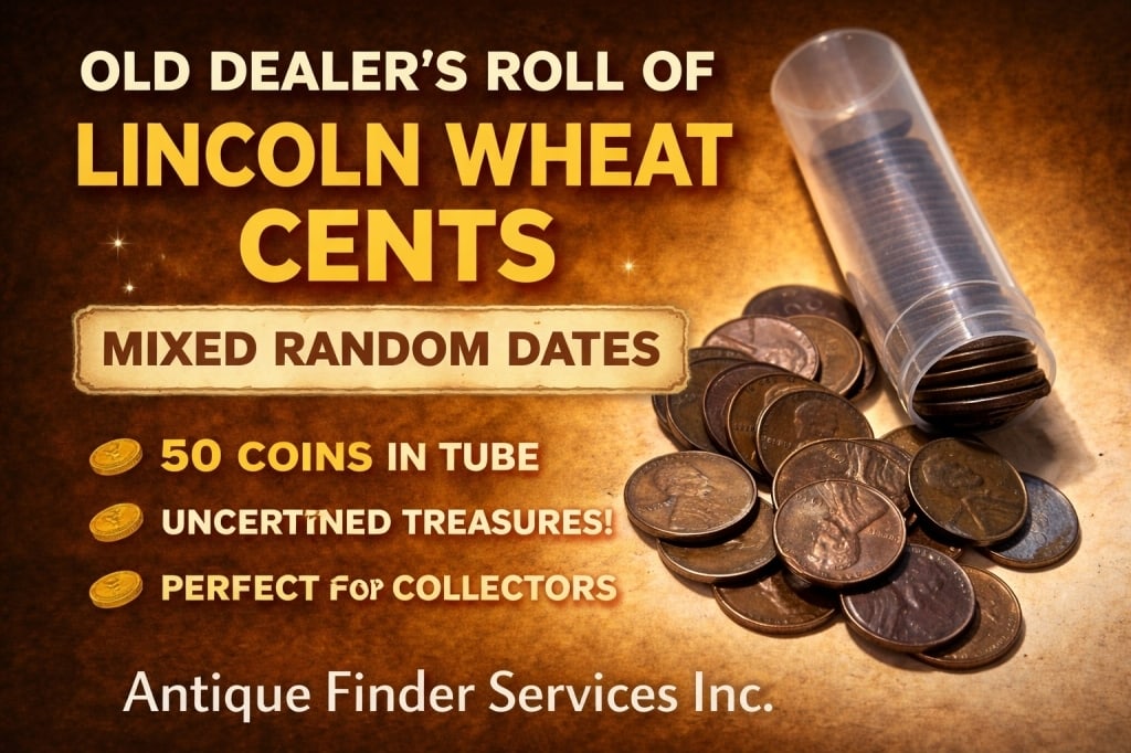 Lincoln Wheat Cents in Plastic Tube- 50 pcs: Winning bidder will receive one roll of Lincoln Wheat Cents Various dates and mint marks -