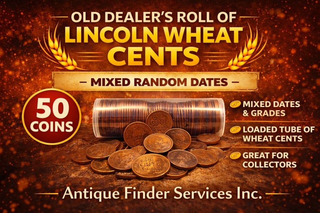 50 pcs Lincoln Wheaat Cents in Tube: Winning bidder will receive one roll of Lincoln Wheat Cents Various dates and mint marks -