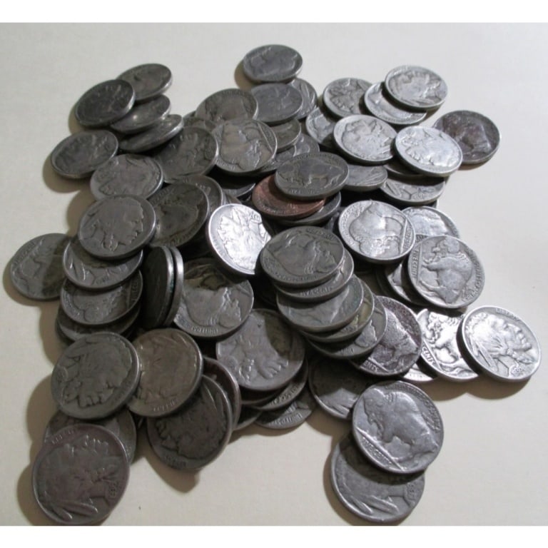 Lot of (100) Buffalo Nickels- Various Dates: All bids are a contract and an agreement to pay. Items are as shown in image.