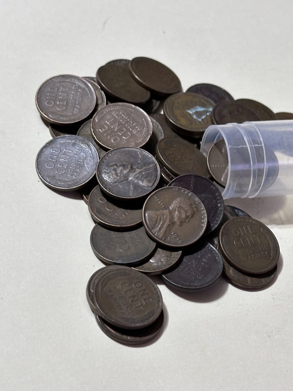 50 pcs. Lincoln Wheat Cents in Tube: Winning bidder will receive one roll of Lincoln Wheat Cents Various dates and mint marks -