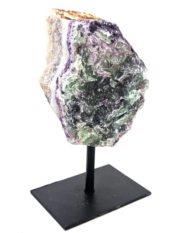 Fine Rainbow Flourite Specimen on Stand: Item is the exact item in the image- Bidder is responsible for all value and grade determination- Please review all terms and conditions prior to placing any bids-