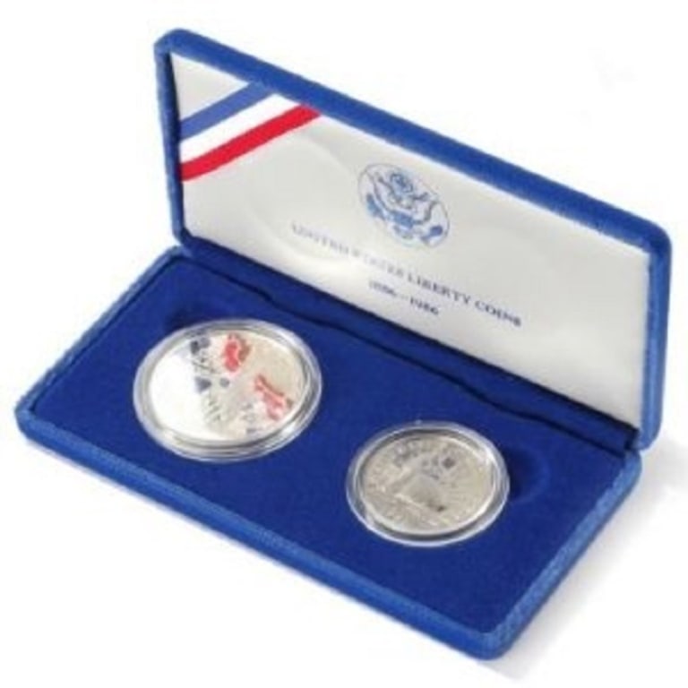 1986 2 Coin Statue of Liberty Proof Set: Item is as shown in the image - Bidder is responsible for all grade and value determination - Please review the entire terms and conditions prior to placing any bids. All terms apply to each