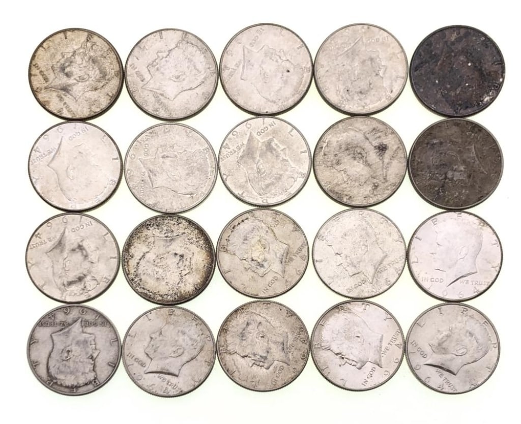 (20) 1964 Kennedy Half Dollars 90% Silver: Items are as shown in the image and described in the title - Please note that we have more than one of these items and the exact item in the image may not be the item you recieve. Winning bidder will