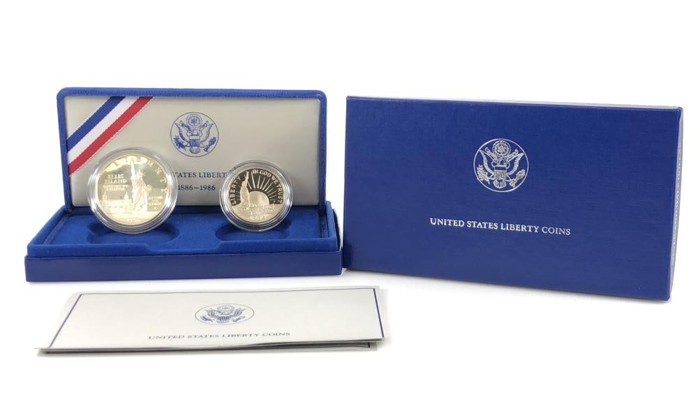 1986 2 Coin Statue of Liberty Proof Set: Items are as shown in the image and described in the title - Please note tht we have more than one of these items and the exact item in the image may not be the item you recieve. Winning bidder will