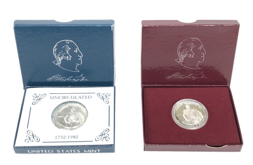 1982 G. Washington Proof and UNC. Half Dollars: Items are as shown in the image and described in the title - Please note tht we have more than one of these items and the exact item in the image may not be the item you recieve. Winning bidder will