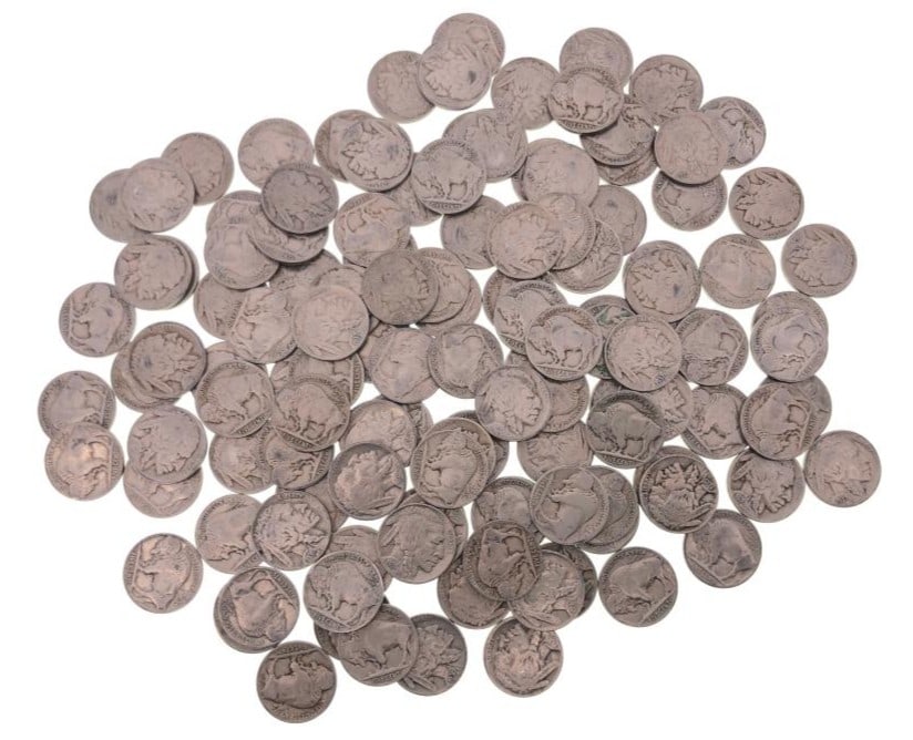 (120) Random Date Grade Buffalo Nickels: Items are as shown in the image and described in the title - Please note tht we have more than one of these items and the exact item in the image may not be the item you recieve. Winning bidder will