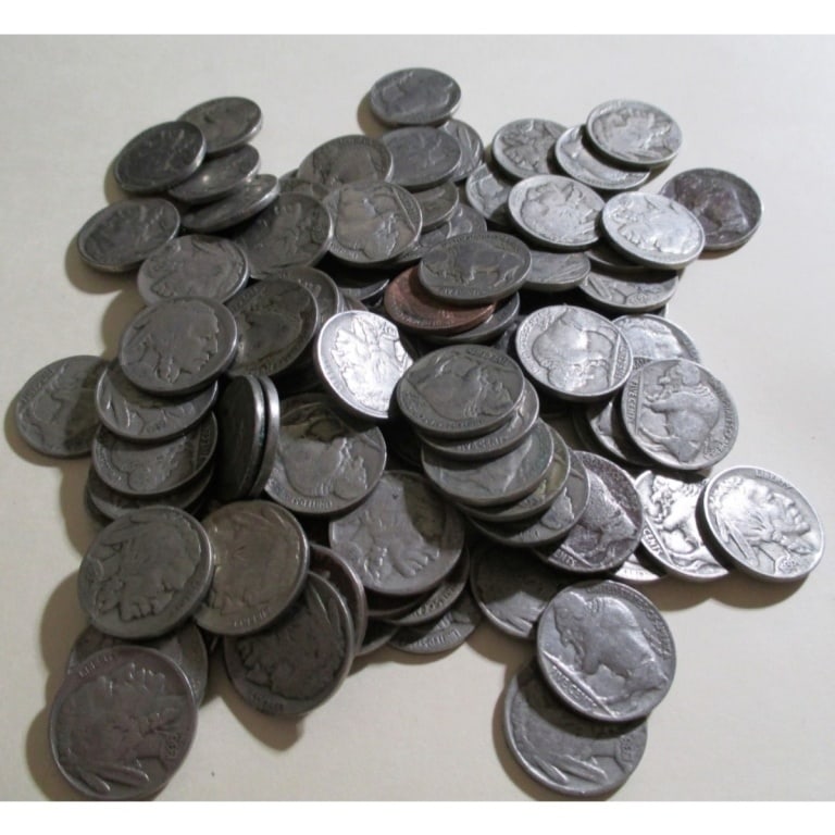 Lot of (100) Buffalo Nickels- Various Dates: All bids are a contract and an agreement to pay. Items are as shown in image.