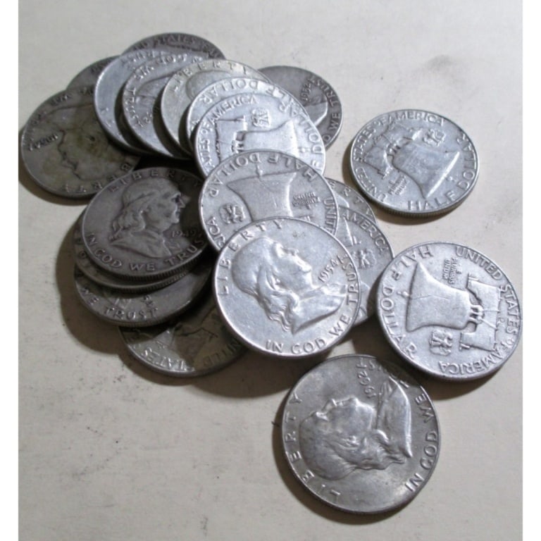 $10 face Value -90% Silver Franklin Halves: All bids are a contract and an agreement to pay. Items are as shown in image.