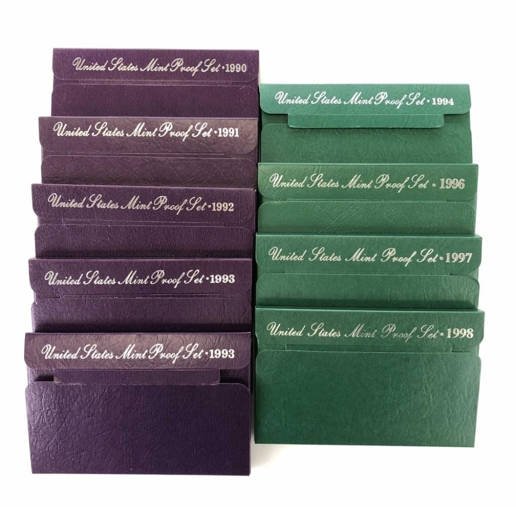 1990-91-92-93-93-94-96-97-98 US Mint Proof Sets: Items are as shown in the image and described in the title - Please note tht we have more than one of these items and the exact item in the image may not be the item you recieve. Winning bidder will