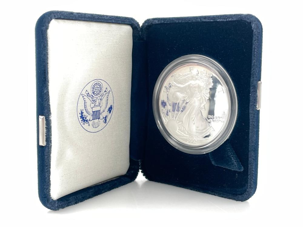 2003 US Mint Proof Silver Eagle in OMP: Items are as shown in the image and described in the title - Please note tht we have more than one of these items and the exact item in the image may not be the item you recieve. Winning bidder will