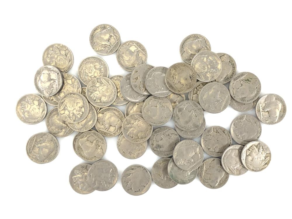 (50) Random Date/Grade Buffalo Nickels: Items are as shown in the image and described in the title - Please note tht we have more than one of these items and the exact item in the image may not be the item you recieve. Winning bidder will