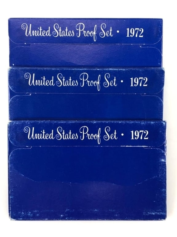 (3) 1972 US Mint Proof Sets: Items are as shown in the image and described in the title - Please note tht we have more than one of these items and the exact item in the image may not be the item you recieve. Winning