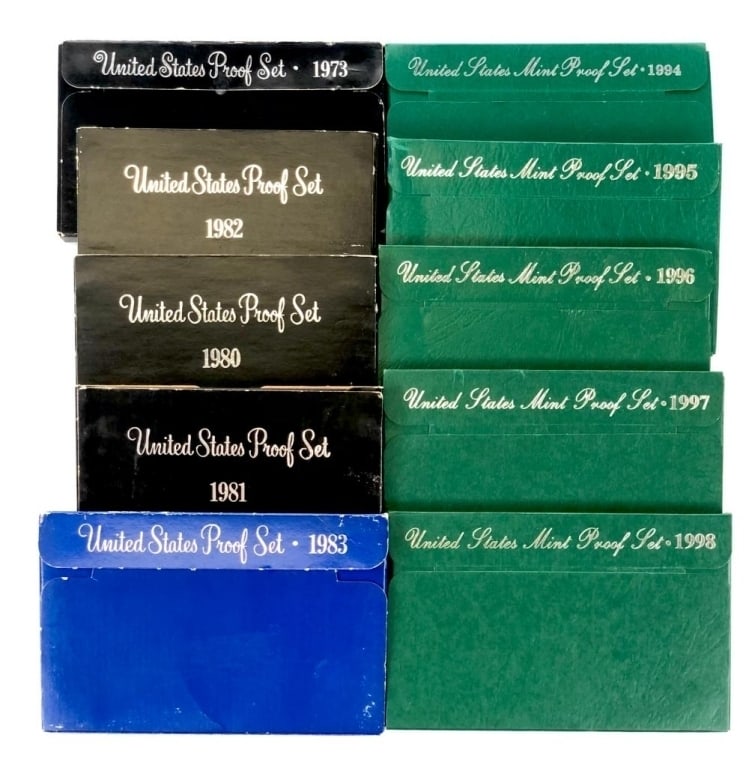 1973-80-81-82-94-95-96-97-98 US Mint Proof Sets: Items are as shown in the image and described in the title - Please note that we have more than one of these items and the exact item in the image may not be the item you recieve. Winning bidder