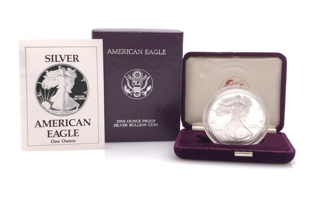 1990 US Mint Proof Silver Eagle in OMP: Items are as shown in the image and described in the title - Please note that we have more than one of these items and the exact item in the image may not be the item you recieve. Winning bidder
