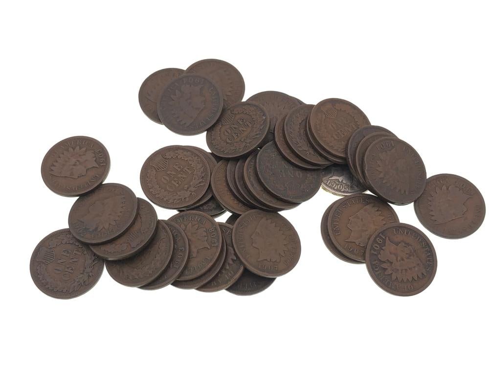 (45) Random Date and Grade Indian Head Cents: Items are as shown in the image and described in the title - Please note tht we have more than one of these items and the exact item in the image may not be the item you recieve. Winning bidder