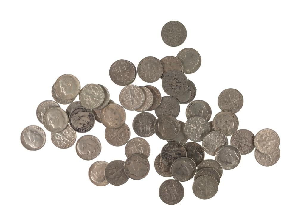 (50) Random Date 90% Silver Roosevelt Dimes: Items are as shown in the image and described in the title - Please note tht we have more than one of these items and the exact item in the image may not be the item you recieve. Winning bidder