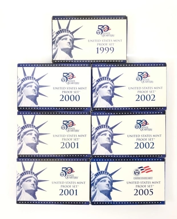 1999-2000-2001-2001-2002-2005 Proof Sets: Items are as shown in the image and described in the title - Please note that we have more than one of these items and the exact item in the image may not be the item you recieve. Winning bidder willr