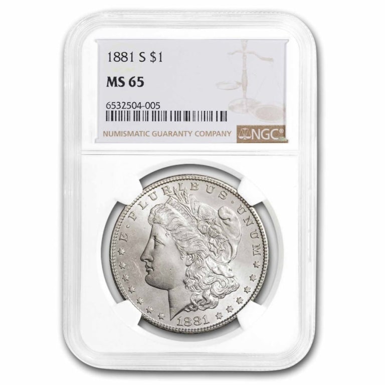 1881 s MS 65 NGC or PCGS Morgan Silver Dollar: Items are as shown in image - grade and date are exact- Due to the fact that we have multiples of these items -Winning bidder may not receive exact serial numbers shown