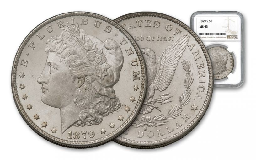 1879 S MS 63 NGC Morgan Silver Dollar: Items are as shown in image - grade and date are exact- Due to the fact that we have multiples of these items -Winning bidder may not receive exact serial numbers shown in