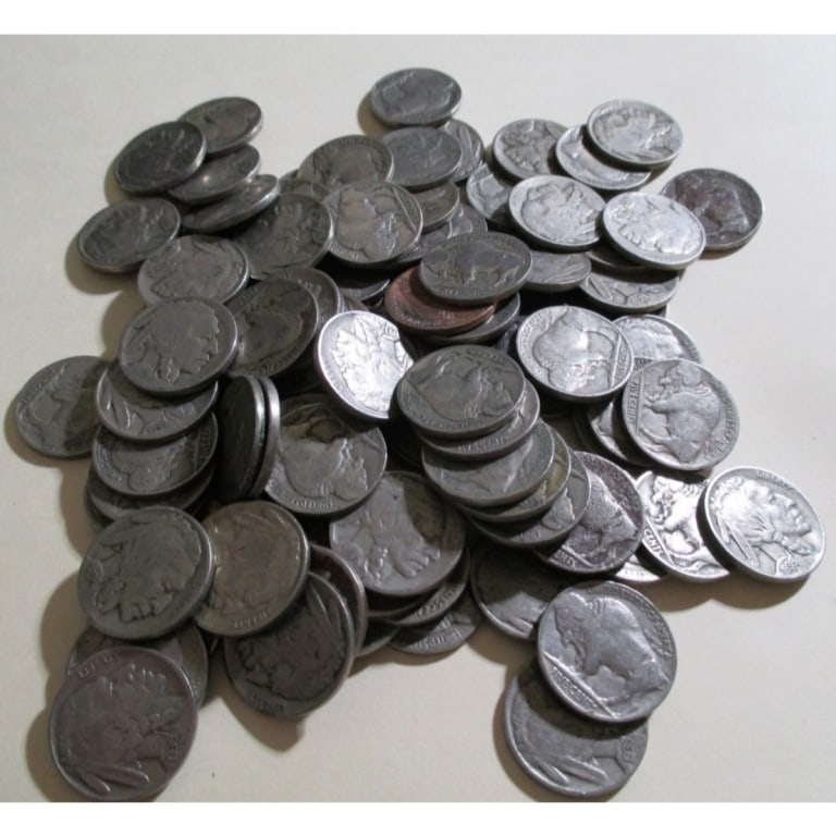 (60) Random Date and Grade Buffalo Nickels: Winning bidder will receive 40 random date and grade buffalo nickels - Image shows type of coins winning bidder will receive -