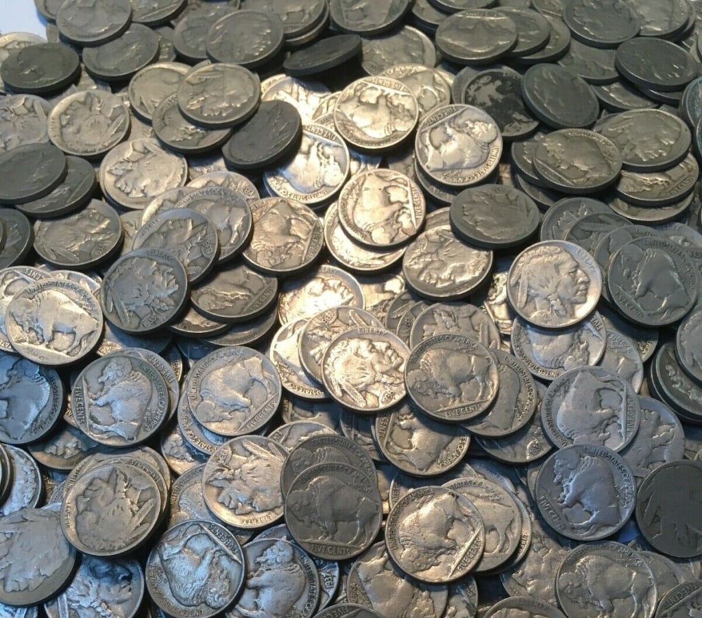 (100) Random Date and Grade Buffalo Nickels: Winning bidder will receive 40 random date and grade buffalo nickels - Image shows type of coins winning bidder will receive -