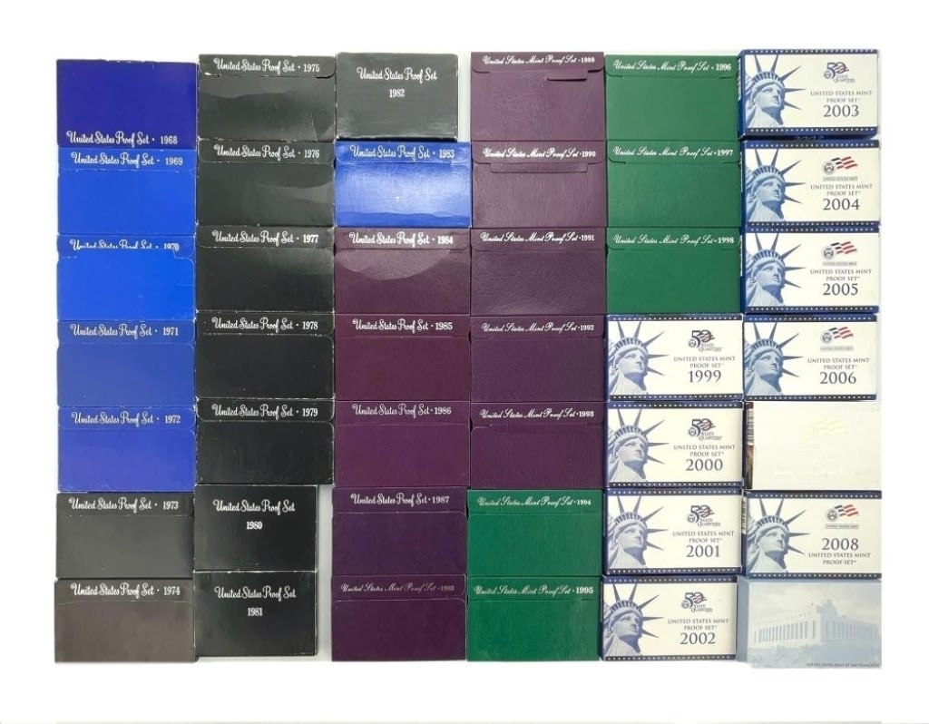 1968 thru 2008 and 2010 Proof Sets: Items are as shown in the image and described in the title - Please note that we have more than one of these items and the exact item in the image may not be the item you recieve. Winning bidder will