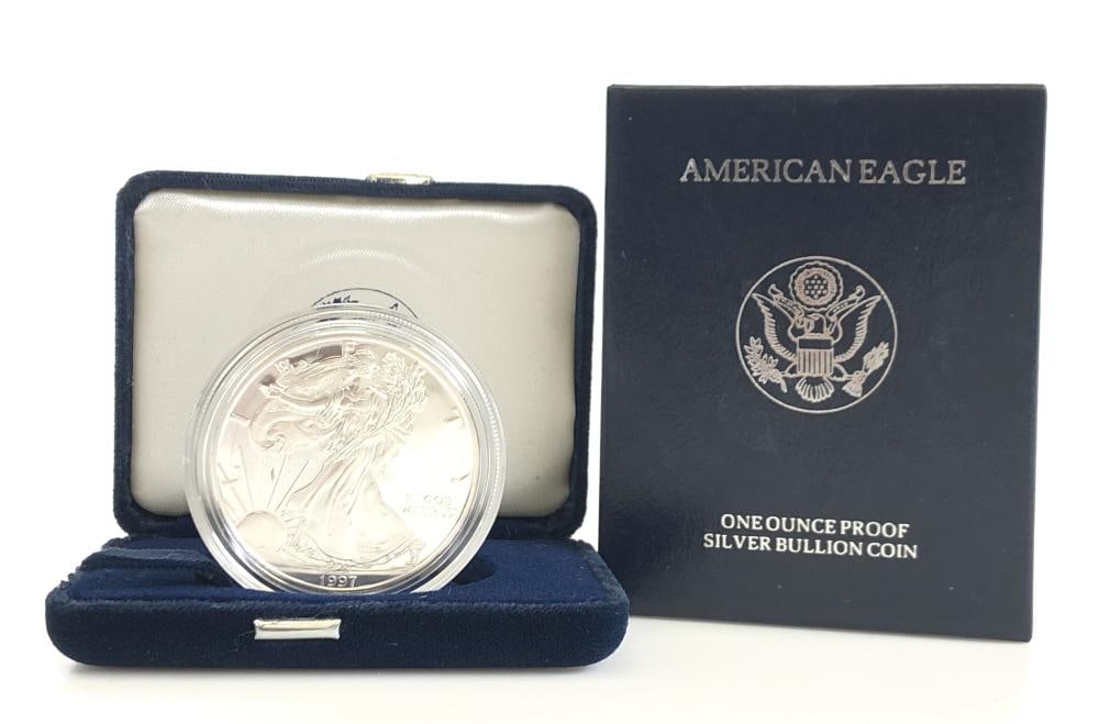 1997 US Mint Proof Silver Eagle: Items are as shown in the image and described in the title - Please note tht we have more than one of these items and the exact item in the image may not be the item you recieve. Winning bidder will r