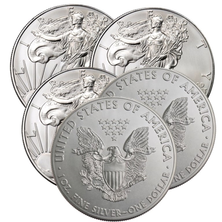 (5) Random Date US Silver Eagles: Item is as shown in the image - Bidder is responsible for all grade and value determination - Please review the entire terms and conditions prior to placing any bids. All terms apply to each