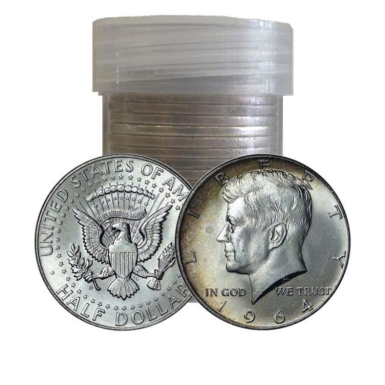 (20) 1964 Kennedy Half Dollars in Roll: Item is as shown in the image - Bidder is responsible for all grade and value determination - Please review the entire terms and conditions prior to placing any bids. All terms apply to each