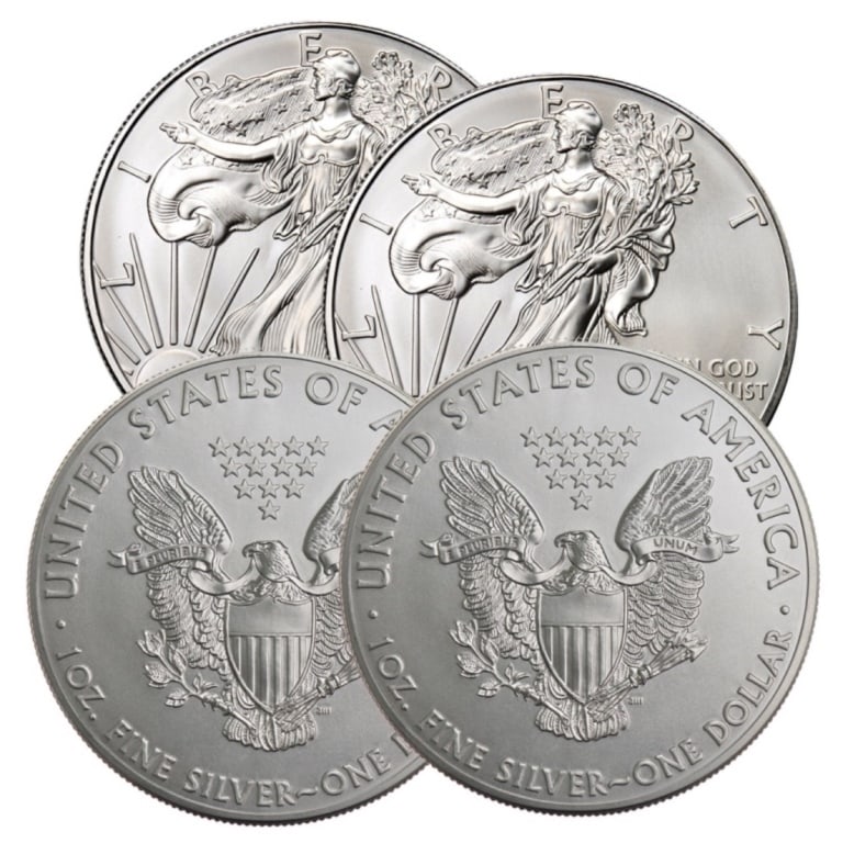 (4) US Silver Eagles Random Dates: Item is as shown in the image - Bidder is responsible for all grade and value determination - Please review the entire terms and conditions prior to placing any bids. All terms apply to each