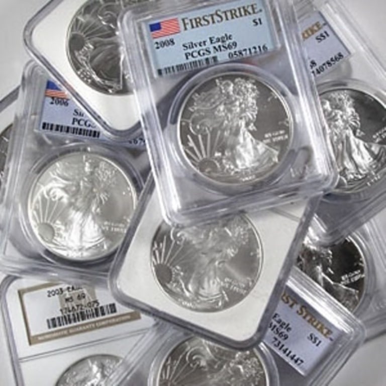 (10) Random Date MS 69 US Silver Eagles: Item is as shown in the image - Bidder is responsible for all grade and value determination - Please review the entire terms and conditions prior to placing any bids. All terms apply to each