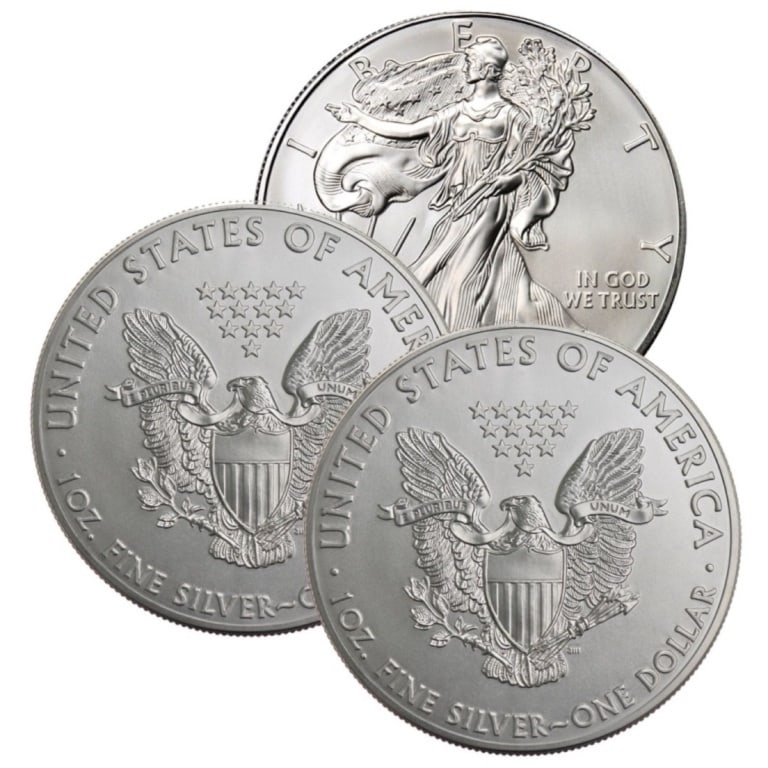 Lot of (3) US Silver Eagles Random Dates: US Silver Eagles Random Dates from our choice of stock on hand.