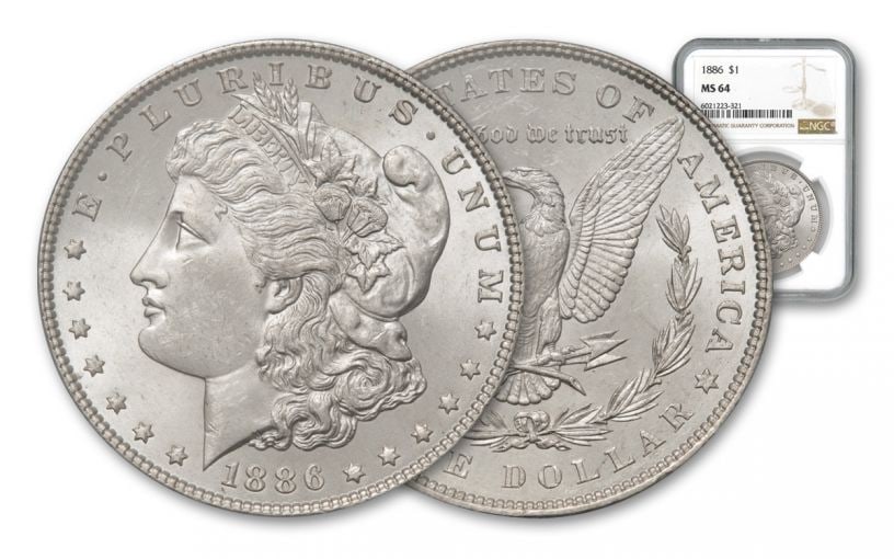 1886 P MS 64 NGC Morgan Silver Dollar: Items are as shown in image - grade and date are exact- Due to the fact that we have multiples of these items -Winning bidder may not receive exact serial numbers shown