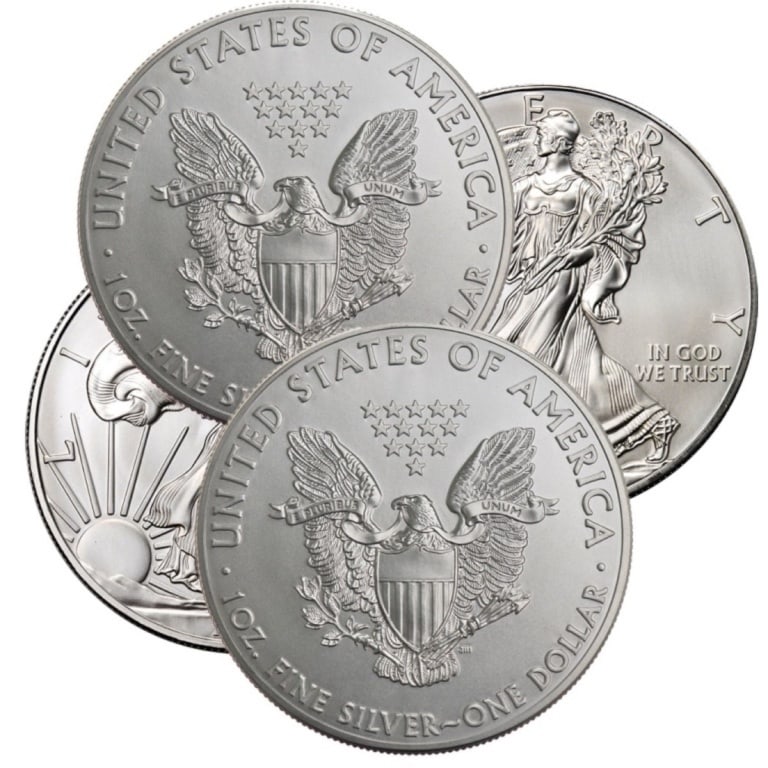 (4) US Silver Eagles Random Dates: US Silver Eagle Random Dates from our choice of stock on hand.