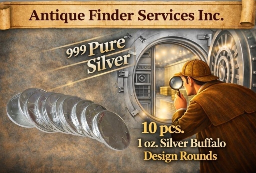 (10) Silver Buffalo Design 1 oz ROunds: Actual designs may vary - 1 oz Silver Buffalo Design Rounds - Please review all terms prior to placing any bids. Bidder is responsible for all value and grade determination.