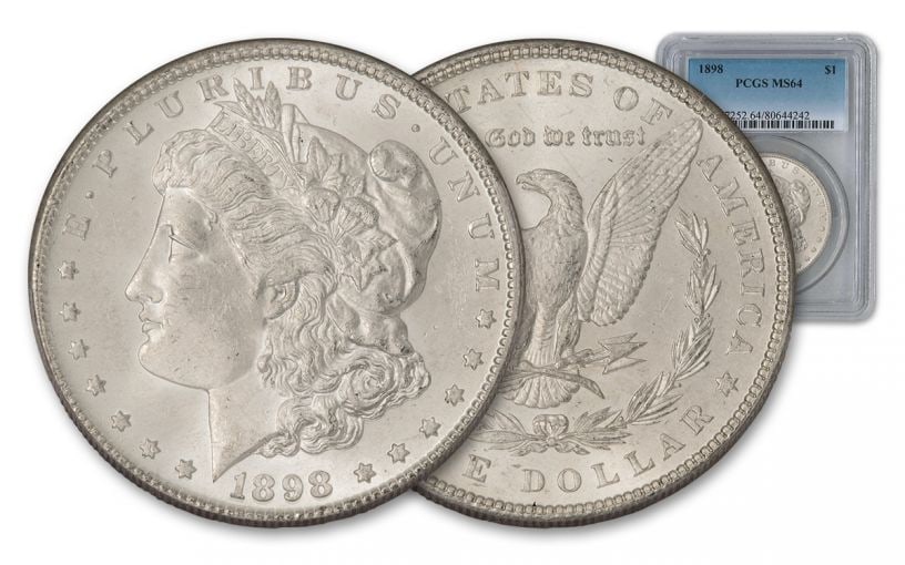 1898 P MS 64 PCGS Morgan Silver Dollar: Items are as shown in image - grade and date are exact- Due to the fact that we have multiples of these items -Winning bidder may not receive exact serial numbers shown