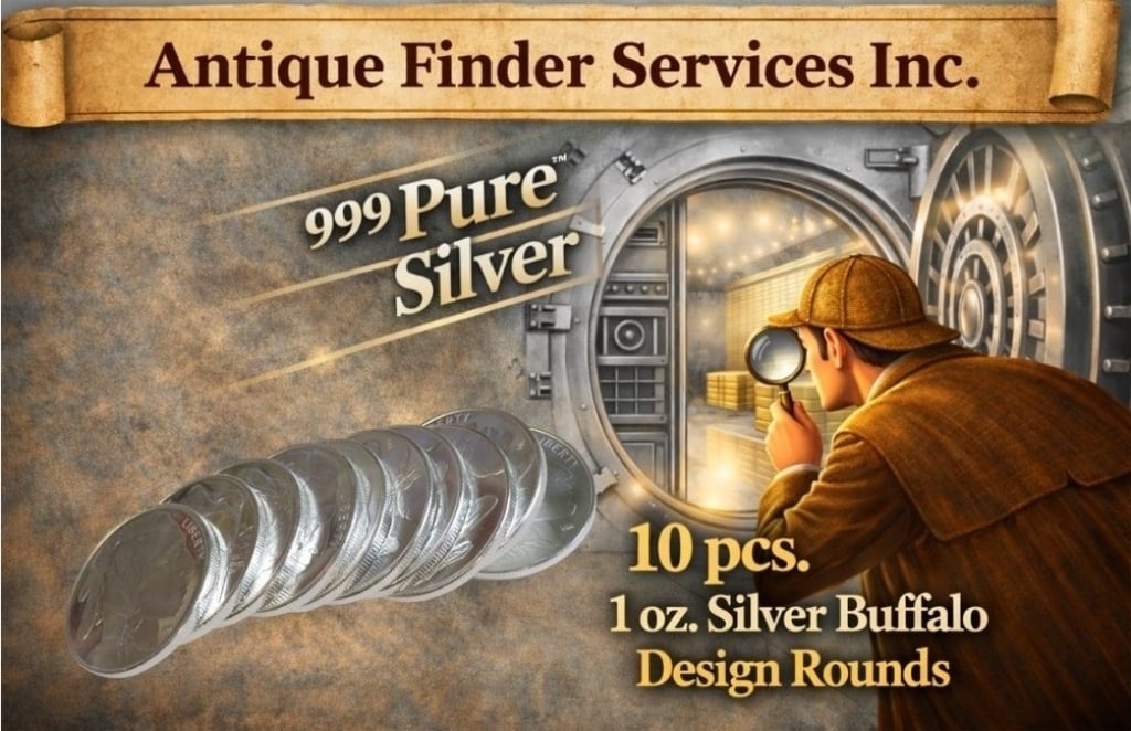 Lot of (10) 1 oz Silver Buffalo Rounds: Actual designs may vary - 1 oz Silver Buffalo Design Rounds - Please review all terms prior to placing any bids. Bidder is responsible for all value and grade determination.