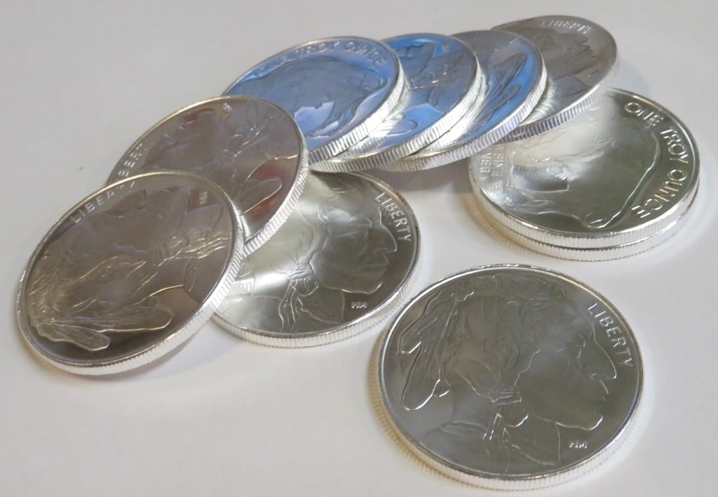 (10) Silver Buffalo Design 1 oz Rounds - 2