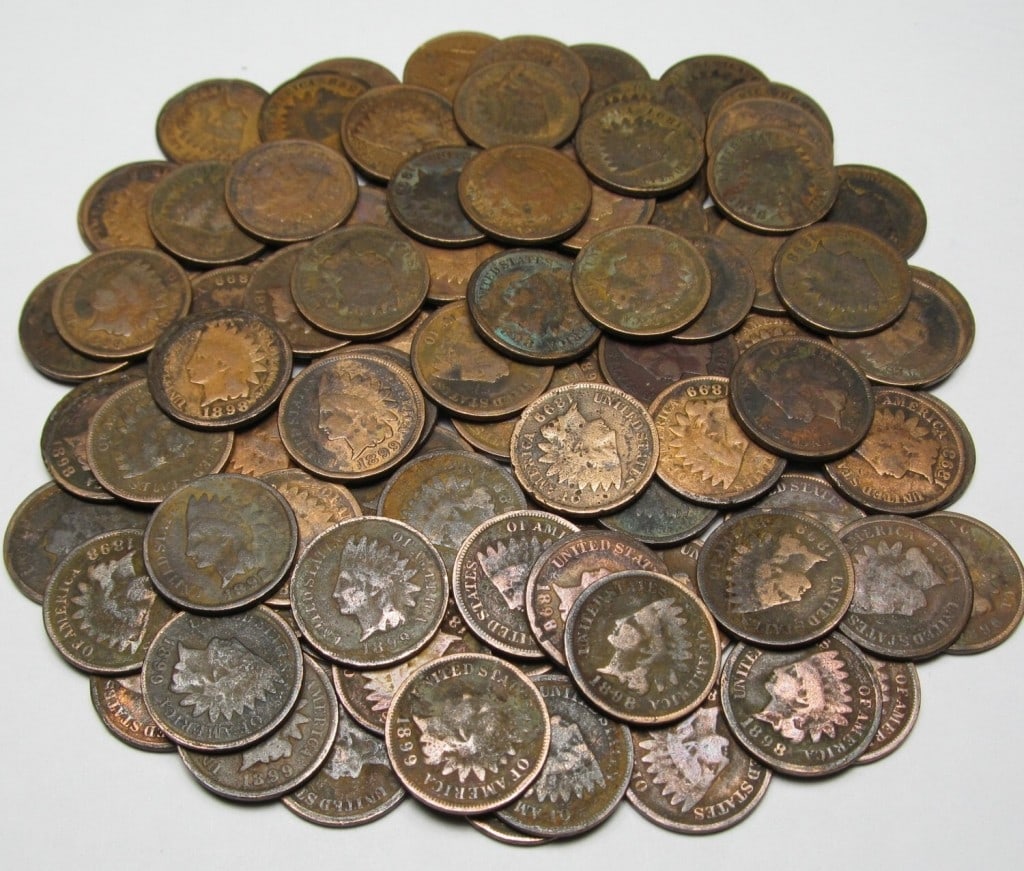 (100) Random Date and Grade Indian Head Cents: Items are as described and shown n image - Please review the entire terms and conditions prior to placing any bids- All terms apply - Any bid is an agreement to all terms -