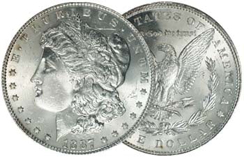 1887 P BU Morgan Silver Dollar: Bidder responsible for all value determination.