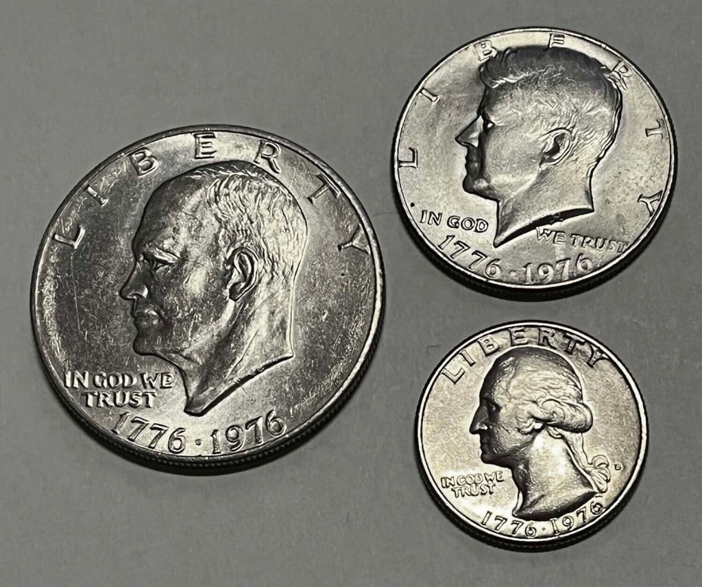 Bicentennial Coin Set - 1976 25c-50c-1d-Clad: Items are as described and shown n image - Please review the entire terms and conditions prior to placing any bids- All terms apply - Any bid is an agreement to all terms -