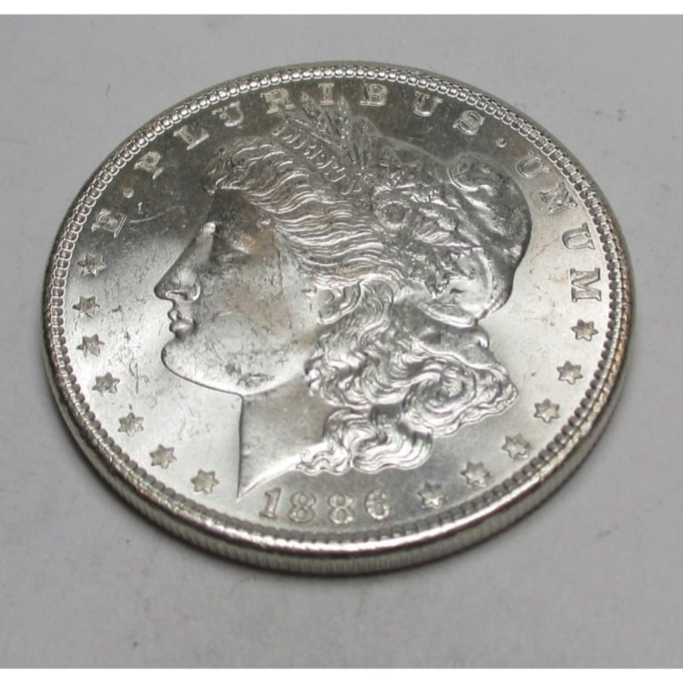 1886 P BU Grade Morgan Silver Dollar: Type will be our choice and from on hand at time of sale. Item is the EXACT ITEM in the image. Bidder is responsible for all value and determination of value. The images are high