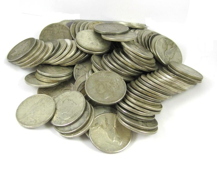 Lot of (100) Random Date/Grade Peace Dollars: Items are as described and shown n image - Please review the entire terms and conditions prior to placing any bids- All terms apply - Any bid is an agreement to all terms -