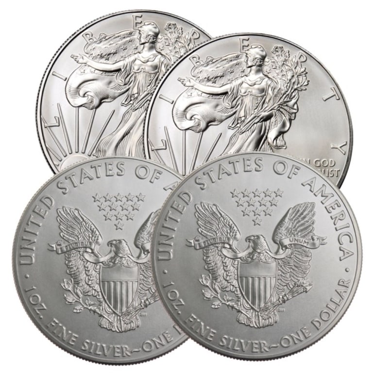 Lot of (4) Random Date US Silver Eagles: Lot of (4) Random Date US Silver Eagles