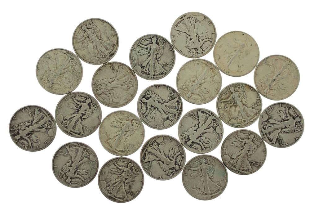 Lot of (20) Random Date Walking Liberty Halves: Item is as shown in the image - Due to the fact that we have more than one of these items, winning bidder may not receive the exct item in the image- Winning bidder will receive exact date and grade
