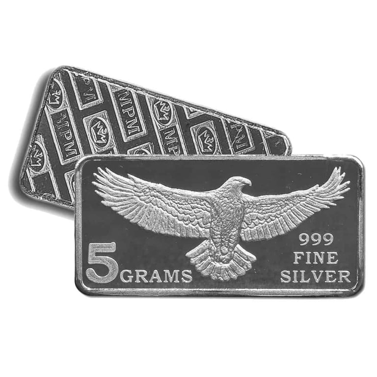 5 Gram .999 Silver Eagle Bar: Items are as described and shown n image - Please review the entire terms and conditions prior to placing any bids- All terms apply - Any bid is an agreement to all terms -