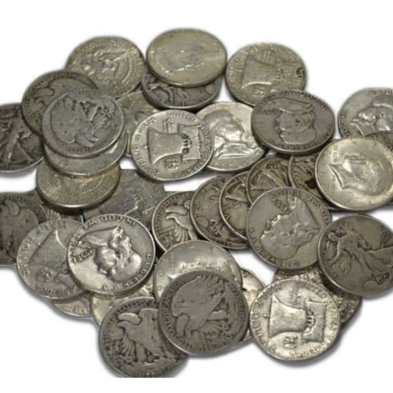 2 Rolls - Mixed Type and Date Half Dollars 90% - 2