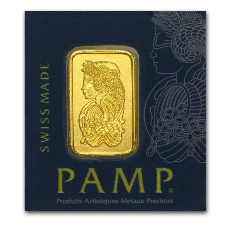 1 Gram Pamp Suisse Gold Ingot on Assay Card: 1 Gram Pamp Suisse Gold Ingot on Assay Card